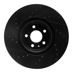 Audi S5 Brake Rotor (1) - Front Right - R1 Concepts - Drilled & Slotted - Black - `18-`25